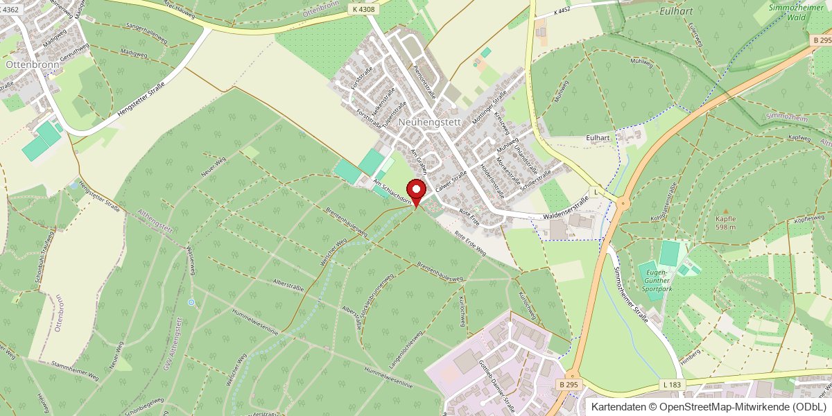 Lage des Waldkindergartens Althengstett am Waldrand von Neuhengstett